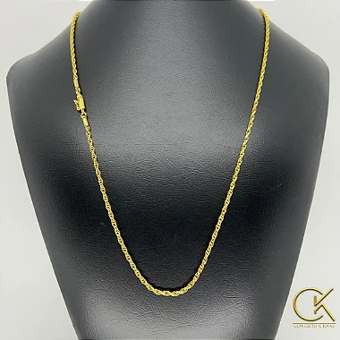 Corrente Peruana - Banhada a Ouro 18k - Fecho Canhão Banhada a Ouro 18k - DNA 3mm, conceitokjoias.com.br